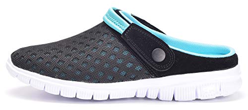 Zapatillas de Jardin Mujer Sandalias de Playa Hombre Zuecos de Sanitarios Zapatillas Ligeros Respirable Zapatos Verano,Negro Azul,EU 37