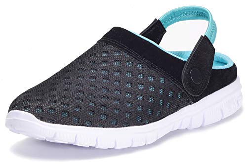 Zapatillas de Jardin Mujer Sandalias de Playa Hombre Zuecos de Sanitarios Zapatillas Ligeros Respirable Zapatos Verano,Negro Azul,EU 37