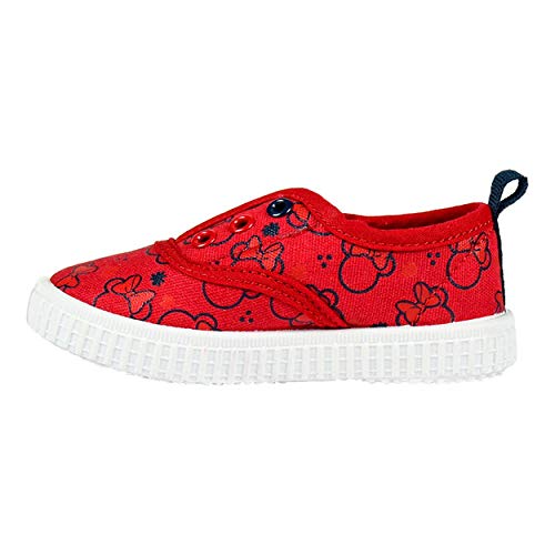 Zapatillas de Lona Niña Minnie Mouse Disney | Sin Cordones | Elásticos | Rojos | Tallas 22 a 27 (23 EU)