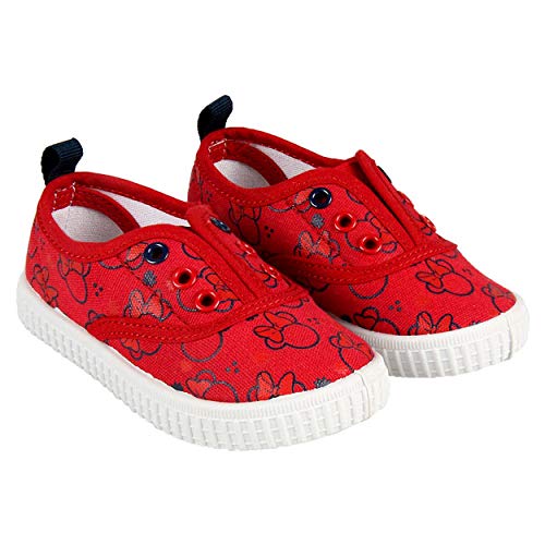 Zapatillas de Lona Niña Minnie Mouse Disney | Sin Cordones | Elásticos | Rojos | Tallas 22 a 27 (24 EU)