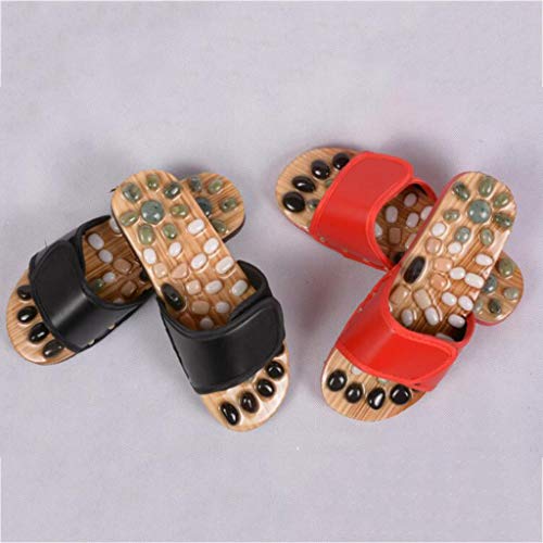 Zapatillas de Masaje de acupresión de Piedra de ágata de Piedra de ágata de adoquin Natural, Sandalias de reflexología terapéutica Masaje de acupresión de pies Alivio para el Dolor