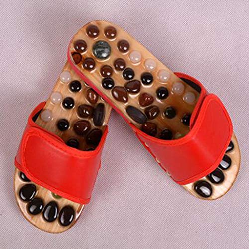Zapatillas de Masaje de acupresión de Piedra de ágata de Piedra de ágata de adoquin Natural, Sandalias de reflexología terapéutica Masaje de acupresión de pies Alivio para el Dolor