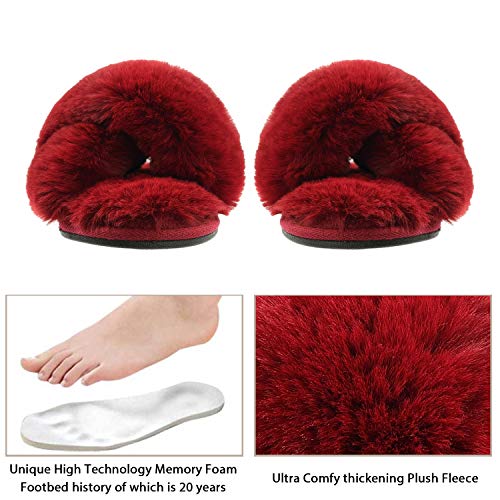 Zapatillas de Mujer Fuzzy Antideslizantes de Piel Sintética Suave Chanclas para Interior y Exterior