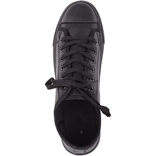 Zapatillas de piel sintética suave con cordones para mujer con puntera de goma, color Negro, talla 39 EU