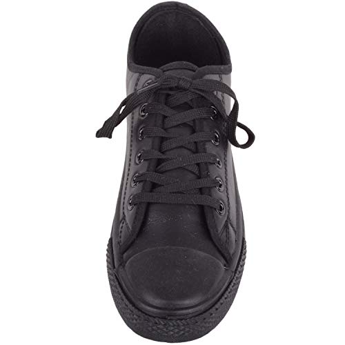 Zapatillas de piel sintética suave con cordones para mujer con puntera de goma, color Negro, talla 39 EU
