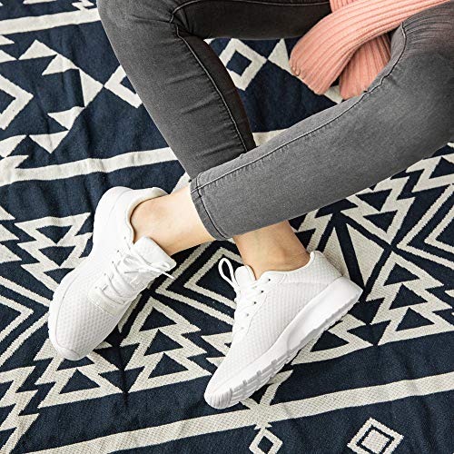 Zapatillas de Running Hombre Mujer Deportivas Casual Gimnasio Zapatos Ligero Transpirable Sneakers Blanco 41 EU
