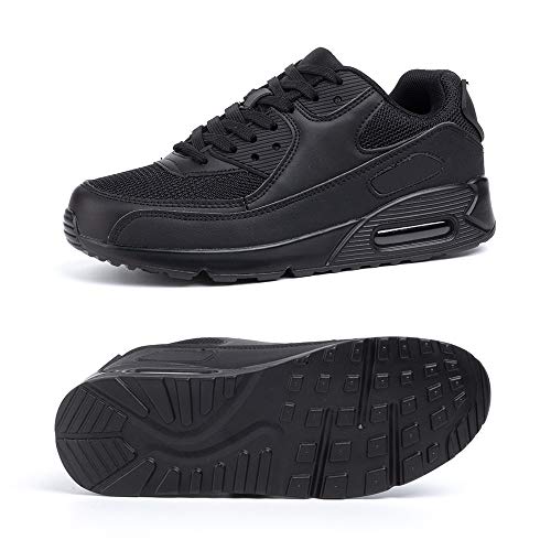 Zapatillas de Running para Hombre Mujer Ligero Correr Air Atléticos Sneakers Comodos Fitness Deportes Calzado Negro 38