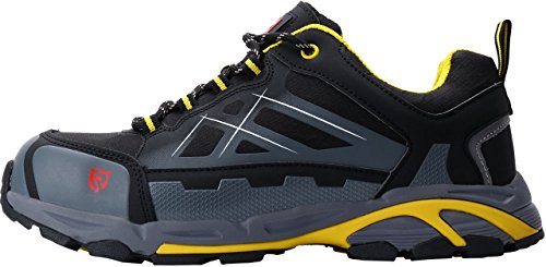 Zapatillas de Seguridad Hombre, LM-18 Zapatos de Seguridad Antideslizantes con Punta de Acero Antipinchazos Calzados de Trabajo(42 EU,Negro/Amarillo)