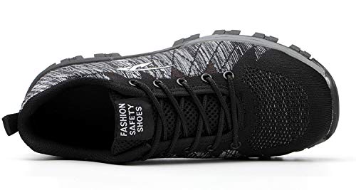 Zapatillas de Seguridad Hombre Zapatos de Mujer Antideslizante Transpirable Zapatos de Trabajo Calzado de Trabajo Ultra Liviano Suave y Cómodo Deportes Unisex, A Gris, 46 EU