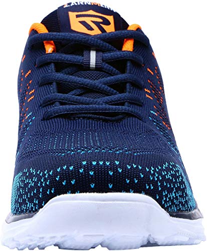 Zapatillas de Seguridad Mujer/Hombre DY-112, Zapatos de Trabajo con Punta de Acero Ultra Liviano Suave y cómodo Transpirable, Naranja Azul, 45 EU