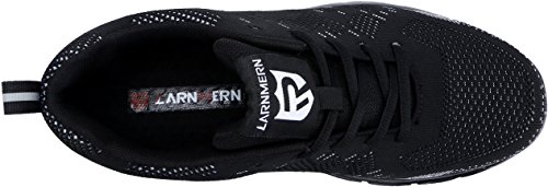 Zapatillas de Seguridad Mujer/Hombre DY-112, Zapatos de Trabajo con Punta de Acero Ultra Liviano Suave y cómodo Transpirable, Negro Blanco, 42 EU