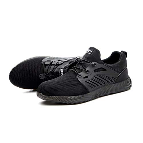 Zapatillas de Trabajo Hombre Punta de Acero Anti-aplastante Zapatos de Seguridad Mujer Transpirable Mantener Caliente Invierno Negro 36
