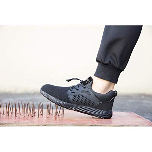 Zapatillas de Trabajo Hombre Punta de Acero Anti-aplastante Zapatos de Seguridad Mujer Transpirable Mantener Caliente Invierno Negro 36
