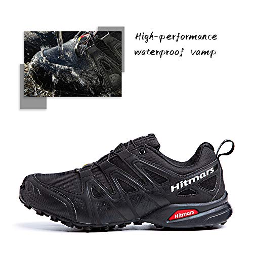 Zapatillas De Trail Running Impermeables para Hombre Mujer Zapatillas Trekking Zapatos Senderismo Deporte Negro Talla 42