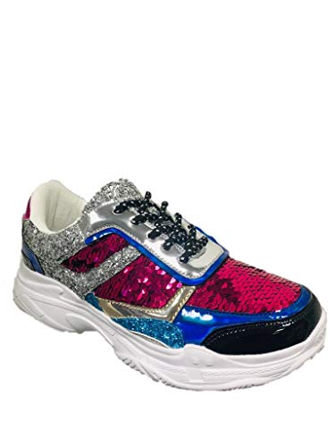 Zapatillas deportivas con lentejuelas brillantes para mujer, color Multicolor, talla 39 EU