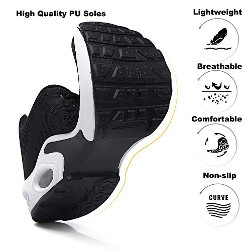 Zapatillas Deportivas de Mujer Air Cordones Zapatillas de Running Fitness Sneakers 4cm Negro-1 36