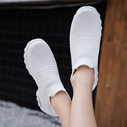 Zapatillas Deportivas de Mujer Gimnasio Zapatos Running Deportivos Fitness Correr Casual Ligero Comodos Respirable, Blancos, 38 EU