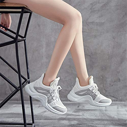Zapatillas Deportivas de Mujer - Zapatillas Mujer Running Casual Yoga CalzadoMallas Inferiores Gruesas Zapatillas Blancas pequeñas Gris Hembra 37
