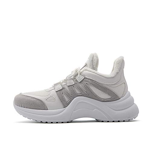 Zapatillas Deportivas de Mujer - Zapatillas Mujer Running Casual Yoga CalzadoMallas Inferiores Gruesas Zapatillas Blancas pequeñas Gris Hembra 37