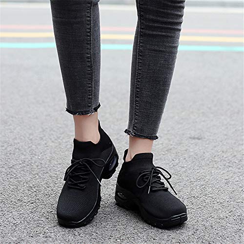 Zapatillas Deportivas de Mujer Zapatos Running Fitness Gym Outdoor Sneaker Casual Mesh Transpirable Comodas Calzado Negro Talla 38