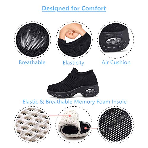 Zapatillas Deportivas de Mujer Zapatos Running Fitness Gym Outdoor Sneaker Casual Mesh Transpirable Comodas Calzado Negro Talla 39