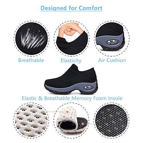 Zapatillas Deportivas de Mujer Zapatos Running Fitness Gym Outdoor Sneaker Casual Mesh Transpirable Comodas Calzado Negro Talla 39