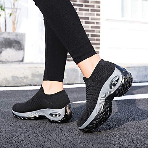 Zapatillas Deportivas de Mujer Zapatos Running Fitness Gym Outdoor Sneaker Casual Mesh Transpirable Comodas Calzado Negro Talla 39