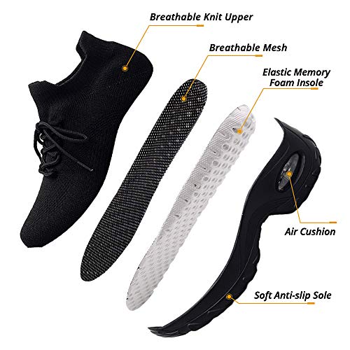 Zapatillas Deportivas de Mujer Zapatos Running Fitness Gym Outdoor Sneaker Casual Mesh Transpirable Comodas Calzado Negro Talla 40