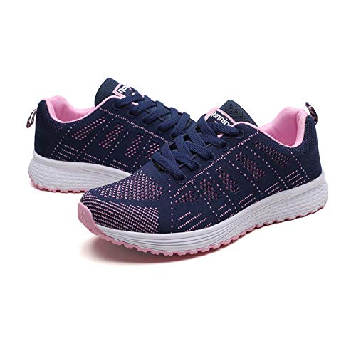 Zapatillas Deportivas Mujer Sneakers Zapatos para Correr para Niña Mujeres Running Zapatos Casuales de Mujer Ligero Respirable Atarse Azul Talla 41