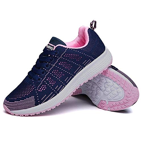 Zapatillas Deportivas Mujer Sneakers Zapatos para Correr para Niña Mujeres Running Zapatos Casuales de Mujer Ligero Respirable Atarse Azul Talla 41