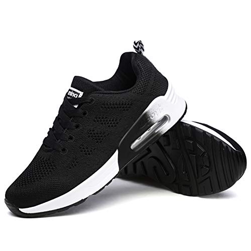 Zapatillas Deportivas Mujer Sneakers Zapatos para Correr para Niña Mujeres Running Zapatos Casuales de Mujer Ligero Respirable Atarse Negro Talla 36
