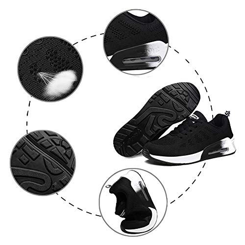 Zapatillas Deportivas Mujer Sneakers Zapatos para Correr para Niña Mujeres Running Zapatos Casuales de Mujer Ligero Respirable Atarse Negro Talla 36