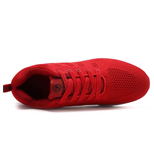 Zapatillas Deportivas Mujer Sneakers Zapatos para Correr para Niña Mujeres Running Zapatos Casuales de Mujer Ligero Respirable Atarse Rojo Talla 39