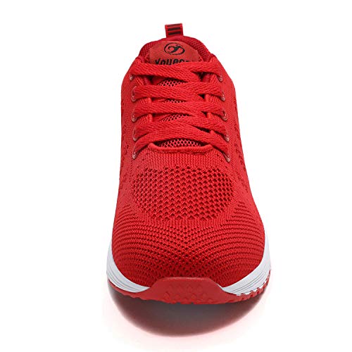 Zapatillas Deportivas Mujer Sneakers Zapatos para Correr para Niña Mujeres Running Zapatos Casuales de Mujer Ligero Respirable Atarse Rojo Talla 39