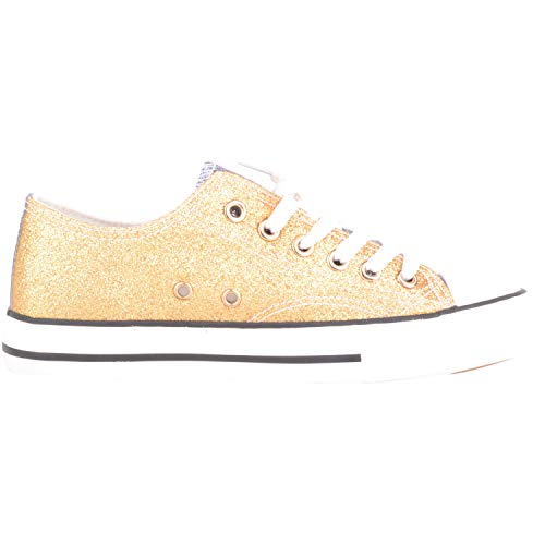 Zapatillas deportivas para mujer, estilo de lona con purpurina, multicolor, para mujer, color Plateado, talla 38 EU