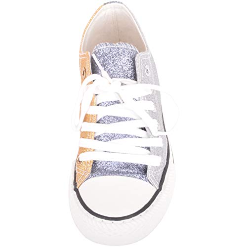 Zapatillas deportivas para mujer, estilo de lona con purpurina, multicolor, para mujer, color Plateado, talla 38 EU