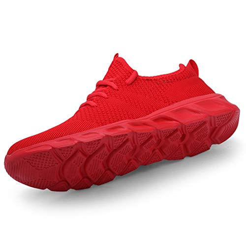 Zapatillas Deportivas Running de Mujer para Correr Asfalto Zapatos Gimnasia Deporte Fitness Casual Transpirables Seguridad con Cordones Atlético Gym Trekking Sneakers Plataform Calzado Rojo 39 EU