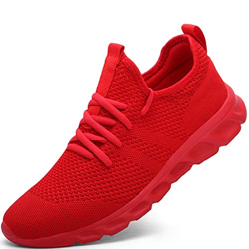 Zapatillas Deportivas Running de Mujer para Correr Asfalto Zapatos Gimnasia Deporte Fitness Casual Transpirables Seguridad con Cordones Atlético Gym Trekking Sneakers Plataform Calzado Rojo 39 EU