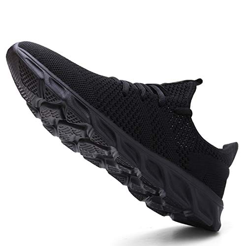 Zapatillas Deportivas Running de Mujer para Correr Asfalto Zapatos Gimnasia Deporte Fitness Casual Transpirables Seguridad con Cordones Atlético Gym Trekking Sneakers Plataform Calzado Negro 37 EU