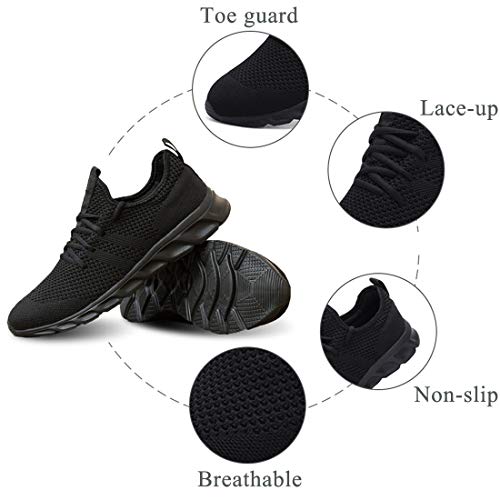 Zapatillas Deportivas Running de Mujer para Correr Asfalto Zapatos Gimnasia Deporte Fitness Casual Transpirables Seguridad con Cordones Atlético Gym Trekking Sneakers Plataform Calzado Negro 37 EU