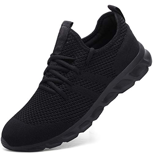 Zapatillas Deportivas Running de Mujer para Correr Asfalto Zapatos Gimnasia Deporte Fitness Casual Transpirables Seguridad con Cordones Atlético Gym Trekking Sneakers Plataform Calzado Negro 37 EU