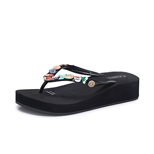 Zapatillas Deportivas Sandalias de Zapatos de Moda Femenina de Verano Desgaste (Color : Black, Tamaño : 5.5)
