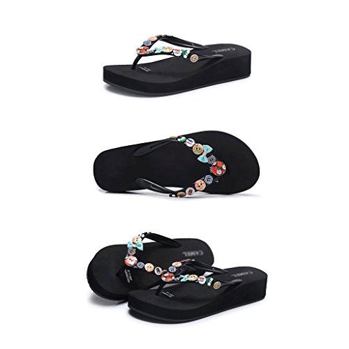 Zapatillas Deportivas Sandalias de Zapatos de Moda Femenina de Verano Desgaste (Color : Black, Tamaño : 5.5)