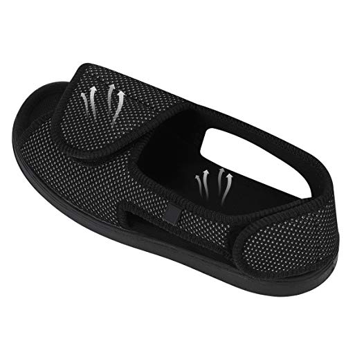 Zapatillas diálogas para mujer, regulables, ortopédicas, con punta abierta, grande, con cierre de velcro para personas mayores, pies hinchados, artritis y edema, para interiores y exteriores