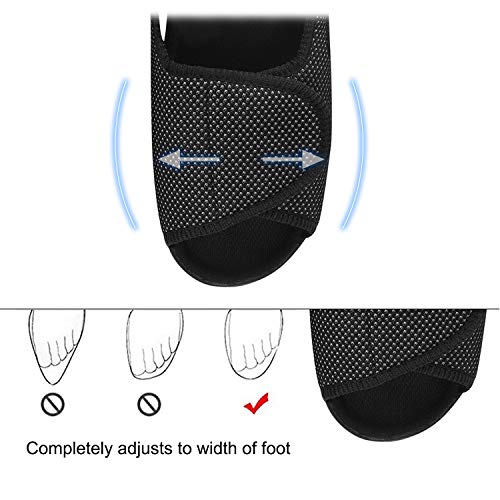 Zapatillas diálogas para mujer, regulables, ortopédicas, con punta abierta, grande, con cierre de velcro para personas mayores, pies hinchados, artritis y edema, para interiores y exteriores