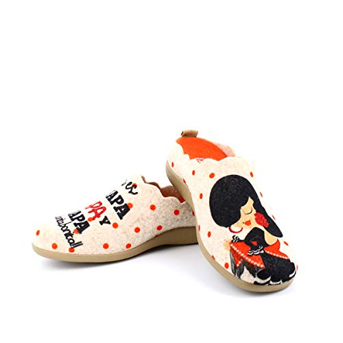 Zapatillas Fieltro Estar por casa cómodas Mujer. Sevillana, Frase Bonita (Numeric_39)