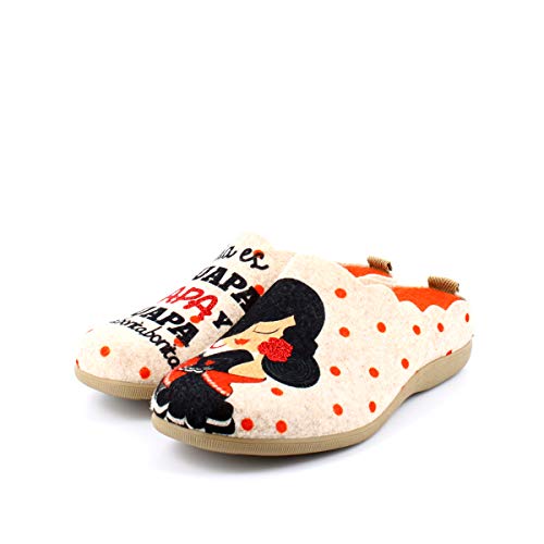 Zapatillas Fieltro Estar por casa cómodas Mujer. Sevillana, Frase Bonita (Numeric_39)
