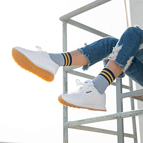 Zapatillas Hombre Mujer Casual Sneaker Gimnasio Cómodos Clásico Zapatos Deportivas Running Blanco 3 Talla 43