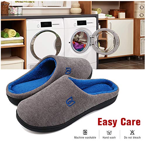 Zapatillas Hombre Mujer Invierno CáLido Zapatos Memory Foam Casa Antideslizante Pantuflas (Y-Gris/Azul, 42/43 EU)
