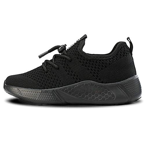 Zapatillas Niños Niñas Deportivas Running Tenis Casual Trekking Calzado Zapatos de Correr Caminando Senderismo Seguridad Plataforma Sneakers Antideslizante Entrenadores Bambas Negro 26 EU